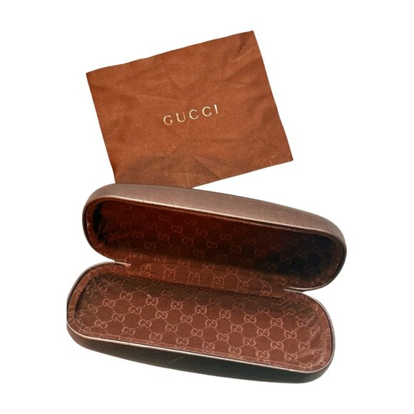 Gucci Eyeglasses GG Made in Italy | Black Half-Rim Frame w/ Gold Chain Detail - Picture 7 of 9